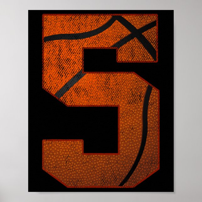 5th Birthday Party Five 5 Year Old Bysketbyll Bday Poster (Front)