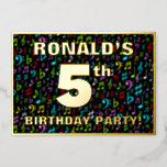 [ Thumbnail: 5th Birthday Party — Fun, Colorful Music Symbols Invitation ]