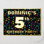 [ Thumbnail: 5th Birthday Party — Fun, Colorful Stars Pattern Invitation ]