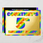 [ Thumbnail: 5th Birthday Party — Fun, Rainbow Spectrum “5” Invitation ]