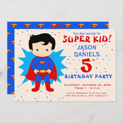 5th Birthday Party Invitation _ Super Kid