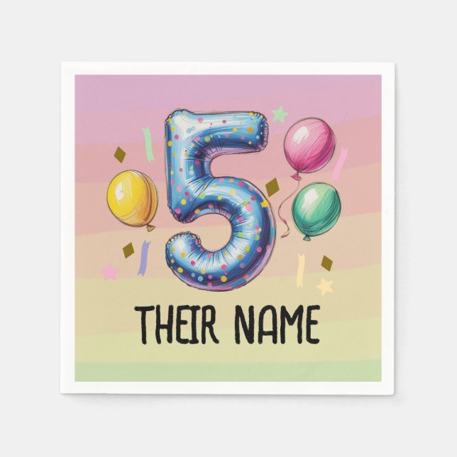 5th birthday party no theme napkins (Front)