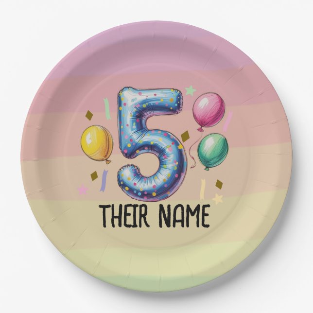 5th birthday party no theme paper plates (Front)