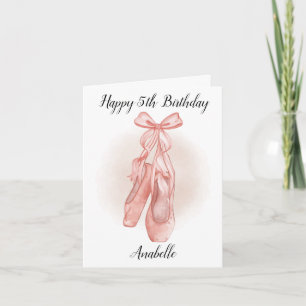5th birthday personalized ballet slipper card