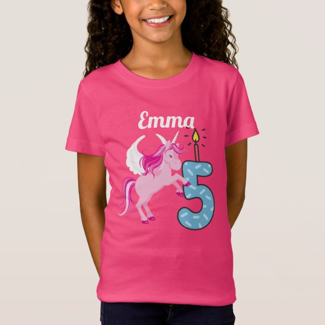 5th Birthday Personalized Name Unicorn Shirt (Front)