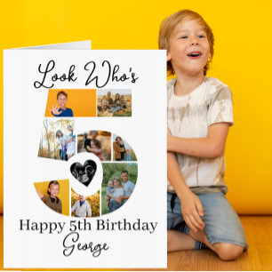 5th Birthday Photo Collage custom Keepsake Card