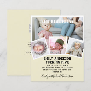 5TH Birthday Photo Collage Invite Boy Girl Mixed