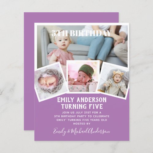 5TH Birthday Photo Collage Invite Boy Girl Mixed