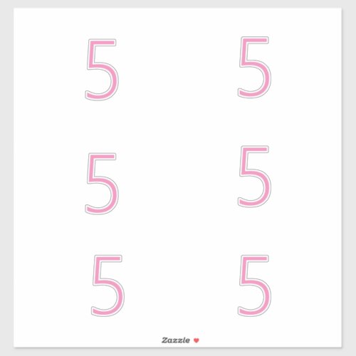 5th Birthday Pink Number Five Pattern Custom Age Sticker