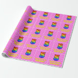 [ Thumbnail: 5th Birthday: Pink Stripes & Hearts, Rainbow # 5 Wrapping Paper ]