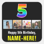 [ Thumbnail: 5th Birthday: Rainbow “5”; Custom Photos & Name Sticker ]