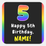 [ Thumbnail: 5th Birthday: Rainbow Spectrum # 5, Custom Name Sticker ]