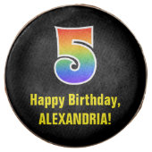 5th Birthday - Rainbow Spectrum Pattern Number 5 Chocolate Covered Oreo (Front)