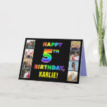 [ Thumbnail: 5th Birthday: Rainbow Text, Custom Photos & Name Card ]