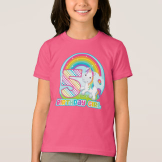 5th Birthday Rainbow Unicorn - Birthday Girl T-Shirt