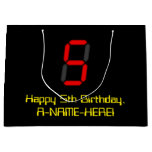 [ Thumbnail: 5th Birthday: Red Digital Clock Style "5" + Name Gift Bag ]