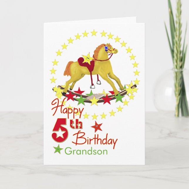 5th Birthday Rocking Horse Stars Card (Front)