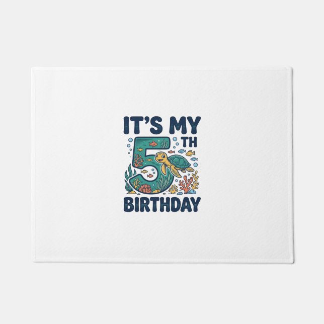 5th Birthday Sea Turtle Underwater Vector Design_1 Doormat (Front)