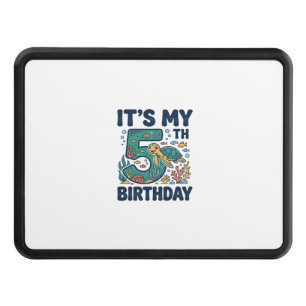 5th Birthday Sea Turtle Underwater Vector Design_1 Hitch Cover
