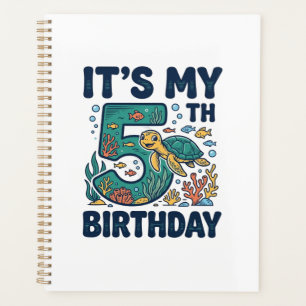 5th Birthday Sea Turtle Underwater Vector Design_1 Planner