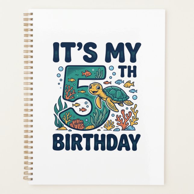 5th Birthday Sea Turtle Underwater Vector Design_1 Planner (Front)