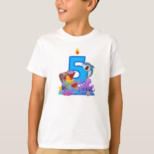 5th Birthday Shark & Treasure Chest Ocean Theme T-Shirt