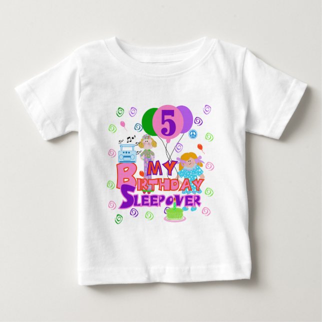 5th Birthday Sleepover Tshirts and Gifts (Front)
