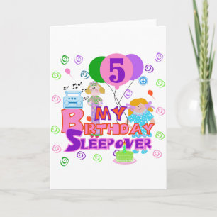 5th Birthday Sleepover Tshirts and Gifts Card
