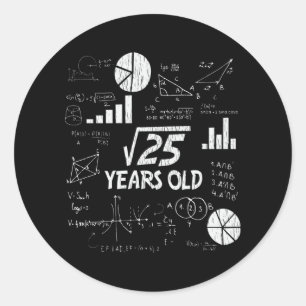 5th Birthday Square Root Math 5 Year Old Bday Gift Classic Round Sticker