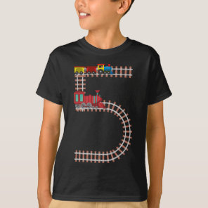 5th Birthday Train Theme 4 Year Old Boys Gift T-Shirt