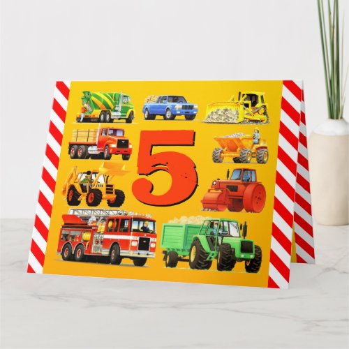 5th Birthday Trucks Card