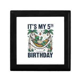 5th Birthday Turtle Hammock Vintage Engraving Desi Gift Box