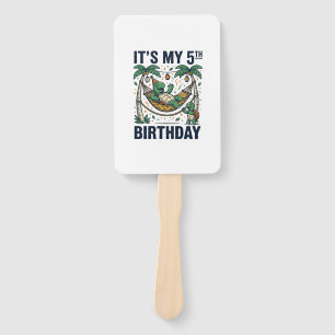 5th Birthday Turtle Hammock Vintage Engraving Desi Hand Fan