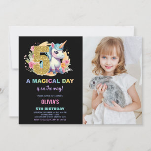 5th Birthday Unicorn Birthday Invitations photo