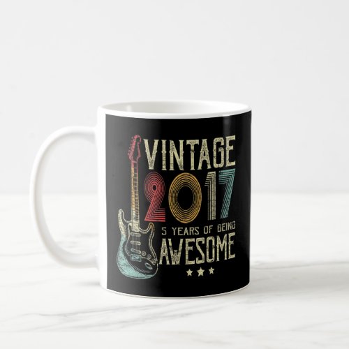 5th Birthday Womens Mens Vintage Awesome 2017 Guit Coffee Mug