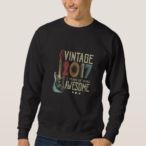 5th Birthday Womens Mens Vintage Awesome 2017 Guit Sweatshirt