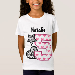 5th Birthday Zebra Hearts Four Year Old 10D T-Shirt
