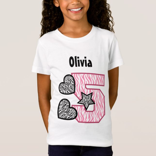 5th Birthday Zebra Stripes Five Year V02B T-Shirt (Front)