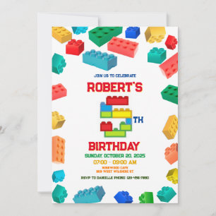5th Blocks Invitation, Building Blocks Birthday Invitation