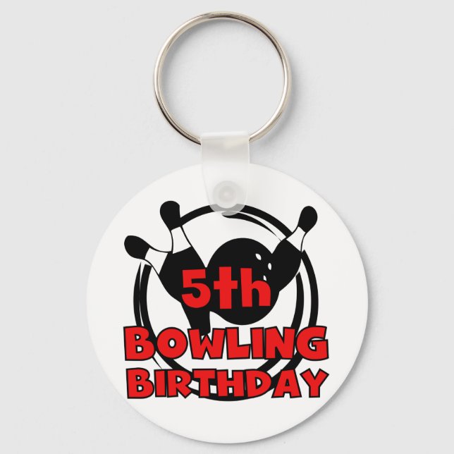 5th Bowling Birthday Tshirts and Gifts Keychain (Front)