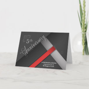 5th Business Anniversary Shades of Gray with Red Card
