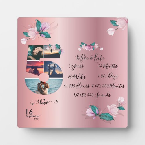 5th Engagement Wedding Anniversary Photo collage 