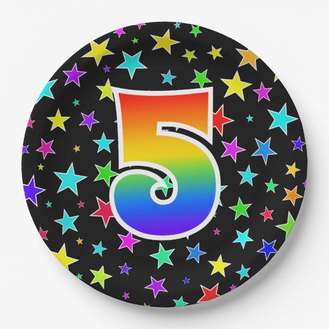 5th Event: Bold, Fun, Colorful Rainbow 5 Paper Plates (Front)