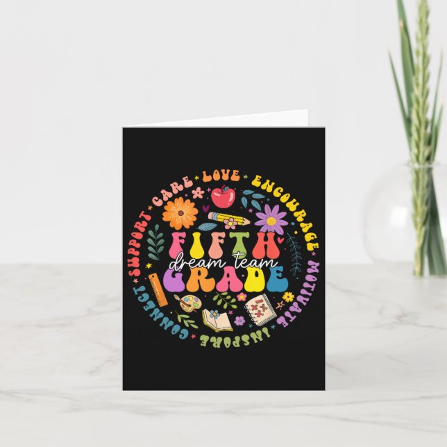 5th Fifth Grade Dream Team Back To School Teacher  Card (Front)