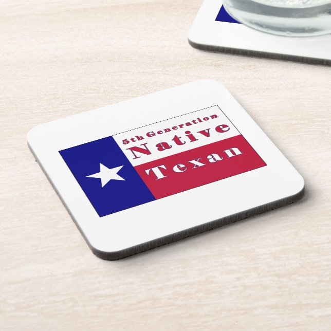 5th Generation Native Texan Flag Beverage Coaster (Left Side)