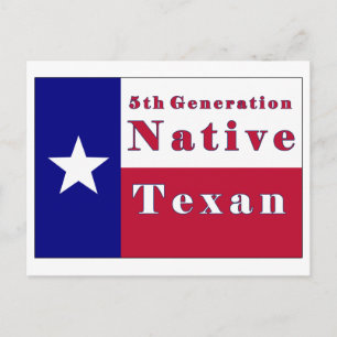 5th Generation Native Texan Flag Postcard