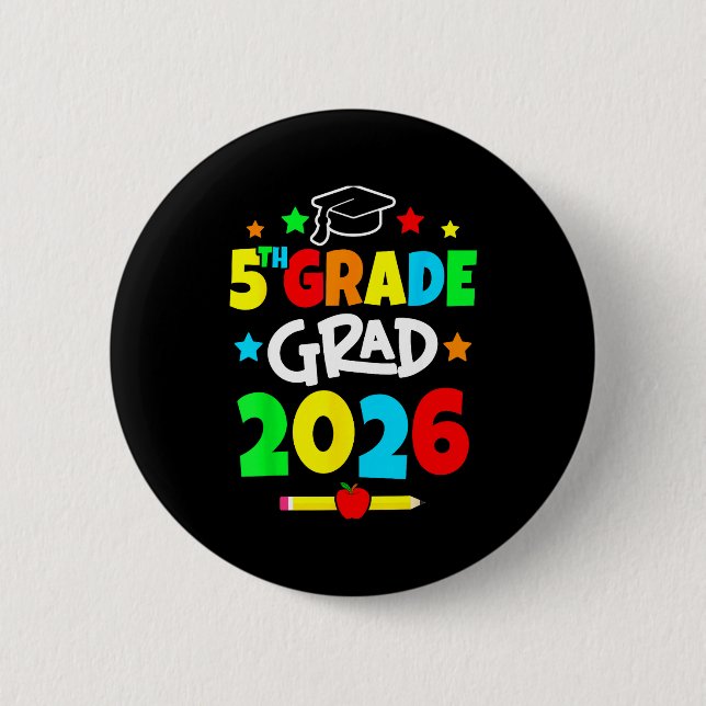 5th grade 2026 fifth grade grad elementary school  button (Front)