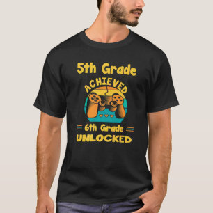 5th Grade Achieved 6th Grade Unlocked Retro Colorf T-Shirt