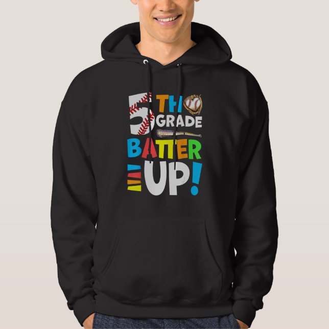 5th Grade Back To School Fifth Grade Batter Up Bas Hoodie (Front)