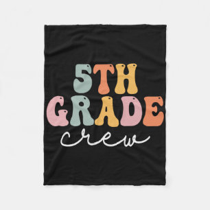 5th Grade Crew Retro Groovy Women Happy First Day Fleece Blanket